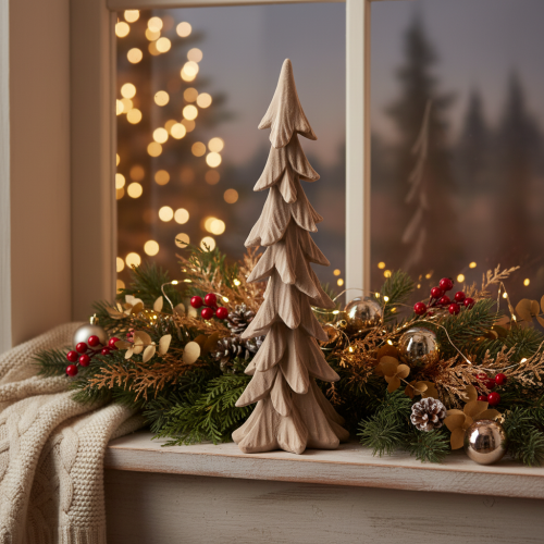 Liten flockad dekorativ julgran, bordsdekoration, 44 cm | Floristik24.se