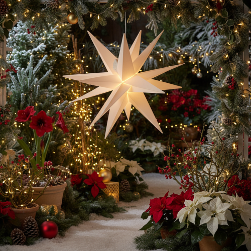 LED-stjärna Julstjärna Varmvit Timer Utomhus 60cm | Floristik24.se
