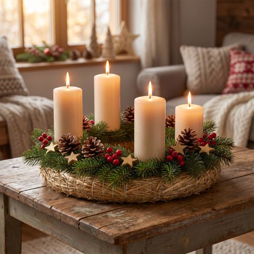 Sugrörskrans tom 30 cm 2-delat set för adventsdekoration DIY dörrkrans 30/6 cm 2 st | Floristik24.se