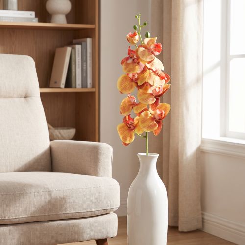 Artikel Orkidé Phalaenopsis konstgjord 9 blommor röd gul 96cm