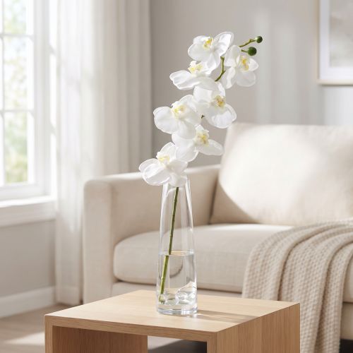 Konstgjord orkidé konstgjord blomma vit Ø6,5-8cm 77cm | Floristik24.se
