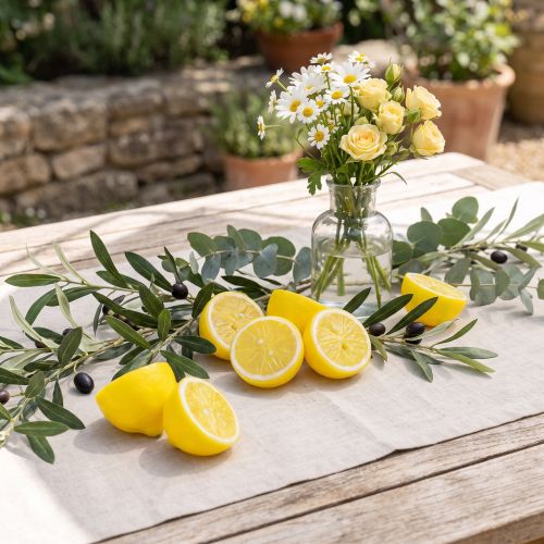 Konstgjorda gula citrondekorationer, 18 delar - Realistiska citronhalvor | Floristik24.se