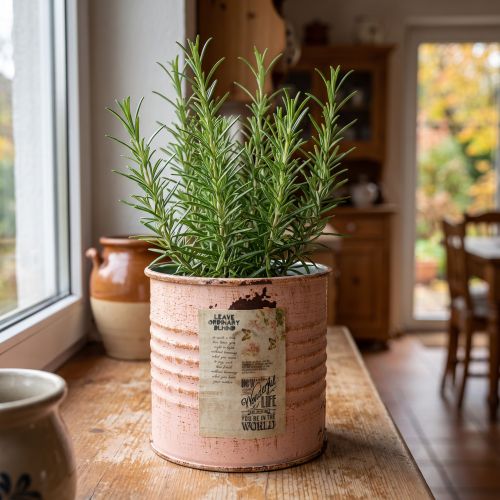 Blomkruka dekorativ burk laxfärgad metall örtburk Ø8cm H7.5cm | Floristik24.se