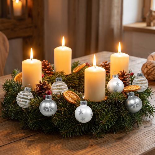 Mini julkulor vita, silver äkta glas Ø3cm 9 st | Floristik24.se