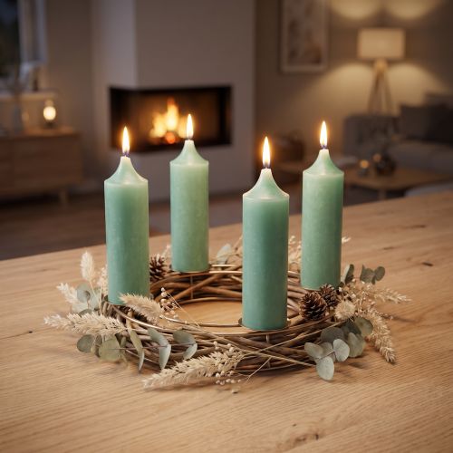 Koniska ljus korta ljus grön jade för slinga Ø21/110mm 6 st | Floristik24.se