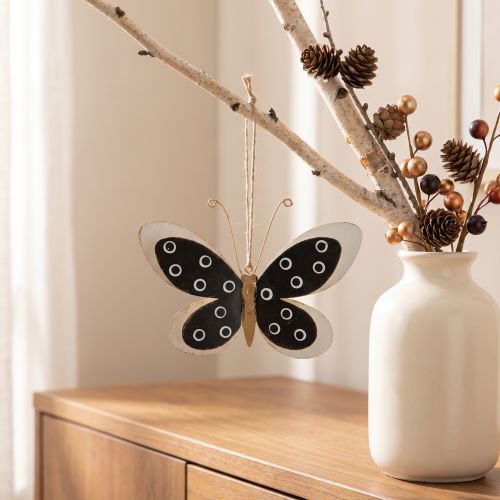 Väggkonst Butterfly Deco Svart Vitguld Metall 15cm | Floristik24.se