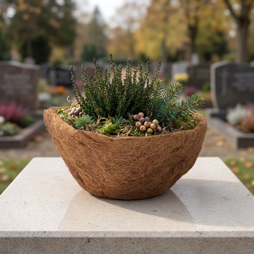 Blomskål rund, naturfiberskål, kokosväxtskål ca 30cm | Floristik24.se
