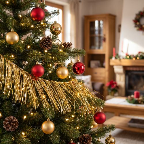 Tinsel Guld Ljus Guld Trädhängande Jul L50cm | Floristik24.se