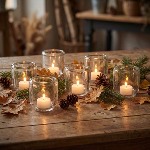 Värmeljusstake ljusstake glas klar Ø8cm H8cm 6 st | Floristik24.se