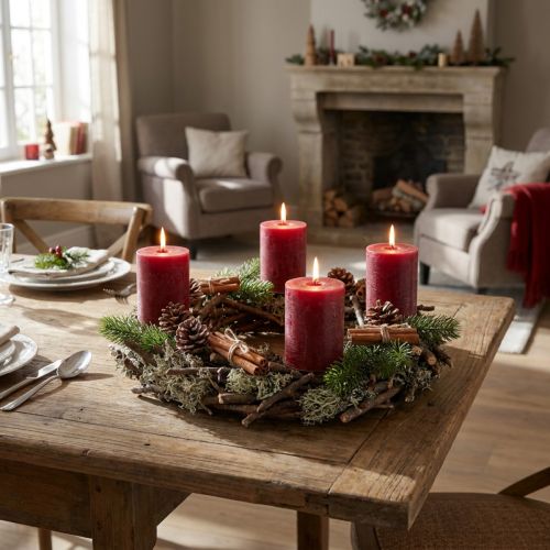 Dekorativ krans, dörrkrans, naturlig krans, ekmossa, Ø30 cm, adventskrans, julkrans | Floristik24.se