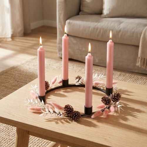 Taper ljus korta ljus rosa för dekorativ slinga Ø21/110mm 6 st | Floristik24.se