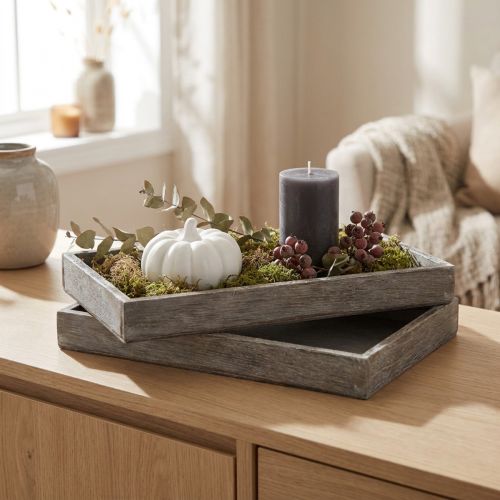 Rektangulär träbricka, perfekt för att dekorera balkonger och vardagsrum, 30 cm, 4 stycken | Floristik24.se
