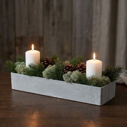 Dekorativ skål fyrkantig grå 32cm x 10,5cm H5cm | Floristik24.se