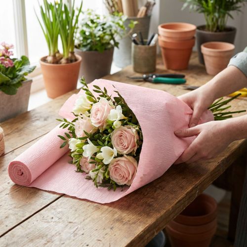 Blomsterpapper, rosa, 50x250 cm | Floristik24.se