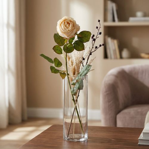 Artikel Rose krämfärg, sidenblomma, konstgjord ros L74cm Ø7cm