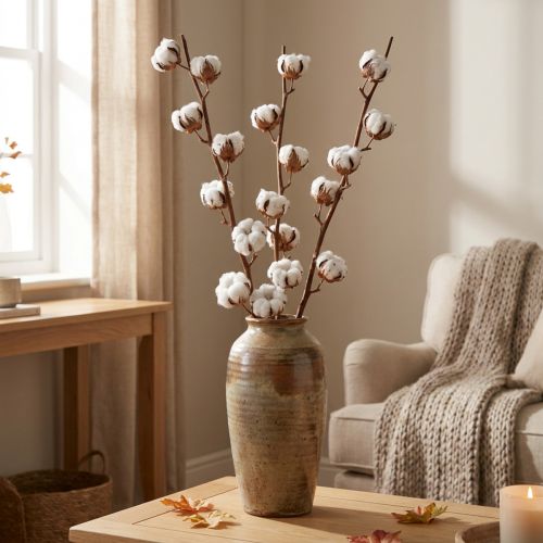 Bomullsgren, bomullsdekorationsgren, äkta bomull L80cm 5 st | Floristik24.se