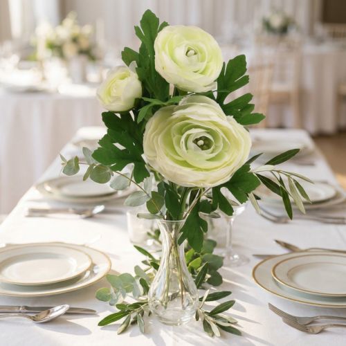 Konstgjorda blommor Ranunculus konstgjorda trädgårdsblommor vita 34cm | Floristik24.se