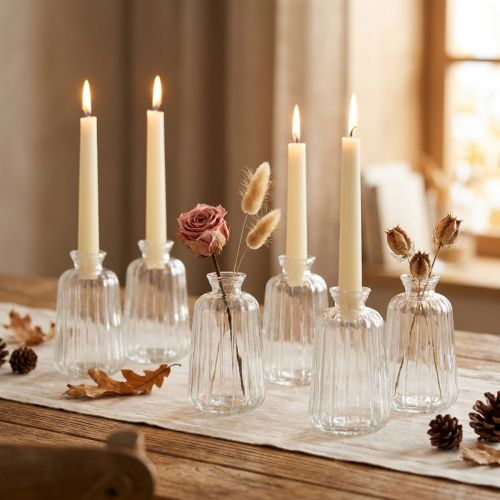 Dekorativa flaskor ljusstake minivaser glas H11cm 6 st | Floristik24.se