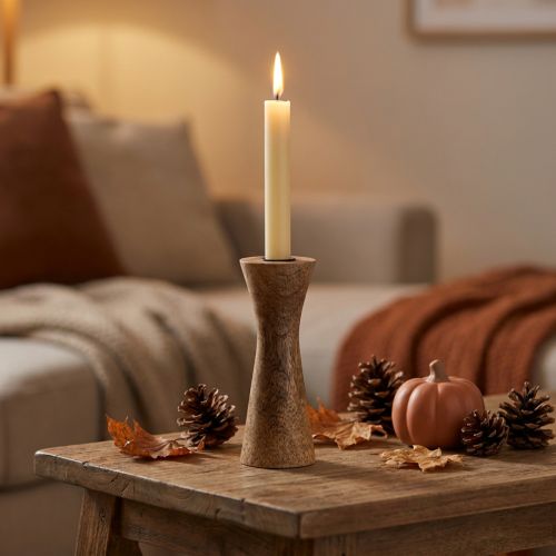Stickljusstake träljusstake natur Ø6cm H20cm | Floristik24.se