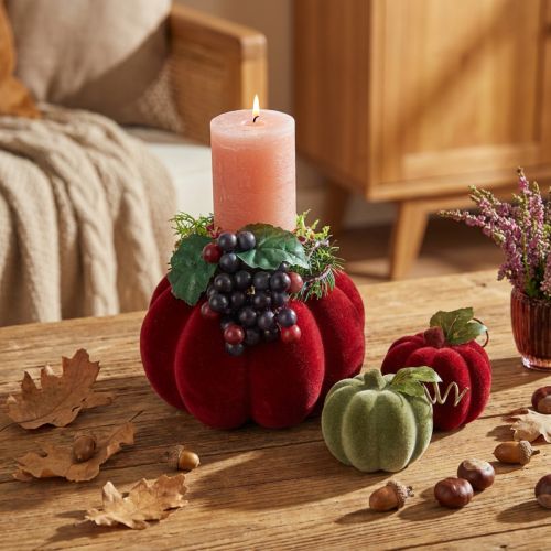 Minipumpadekorationer, flockade – blandade i höstfärger, 9,5 cm, 3 stycken | Floristik24.se