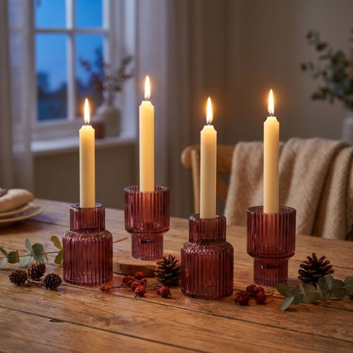 Ljusstake glasstavsljusstake i Berry H8cm 4 st | Floristik24.se