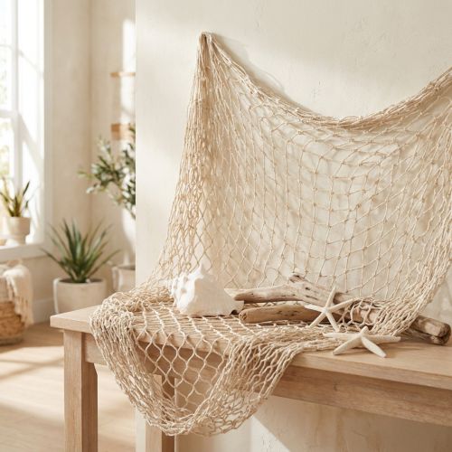 Makraménät fisknätsdekoration sommar nautisk 85–90x100cm | Floristik24.se