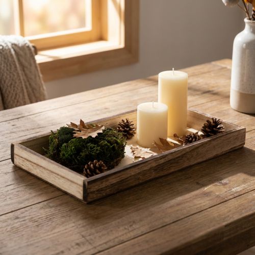 Rektangulär träbricka för plantering och dekoration. Mångsidig användning. Robust design. 30 cm. 4 stycken. | Floristik24.se