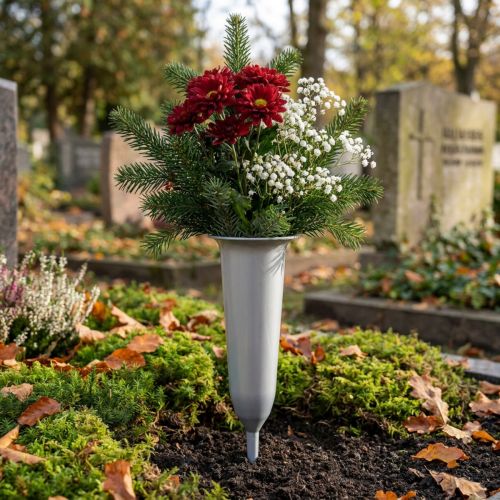 Gravvas silver 28,5cm | Floristik24.se