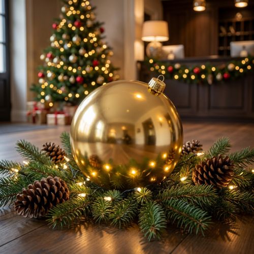 Julkula plast stor guld Ø25cm | Floristik24.se