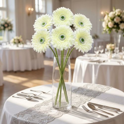Gerbera konstgjord vit 62cm 6 st | Floristik24.se