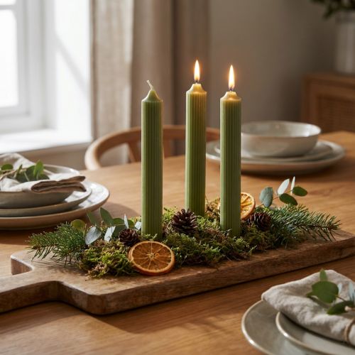 Stickljus gröna färgade vaxljus 180mm/Ø21mm 6st | Floristik24.se