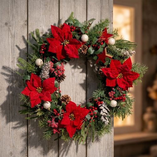 Konstgjord julstjärna röd sidenblommor dekoration 6 stycken i ett gäng | Floristik24.se