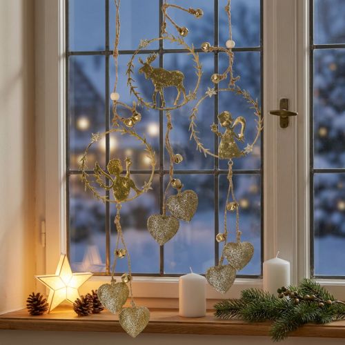 Deco hängare fönster, metall krans advent, ängel, ren Ø9cm set om 3 | Floristik24.se