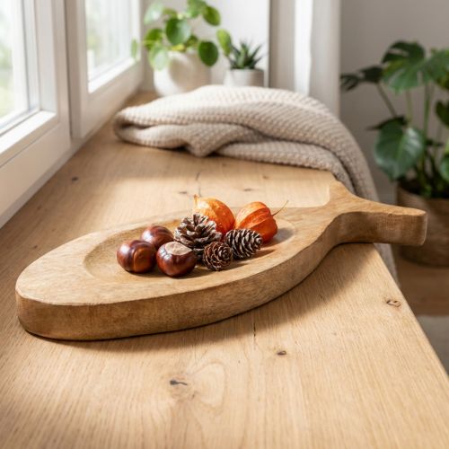 Deco bricka trä fisk trä bricka trä tallrik 30x3x12cm | Floristik24.se