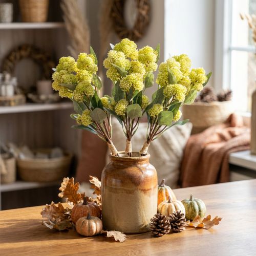 Fet Höna Grön Sedum Stengröda Konstgjorda Blommor 41cm 3st | Floristik24.se