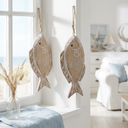 Dekorativ fiskhängare i trä, 21 cm, 2 stycken | Floristik24.se