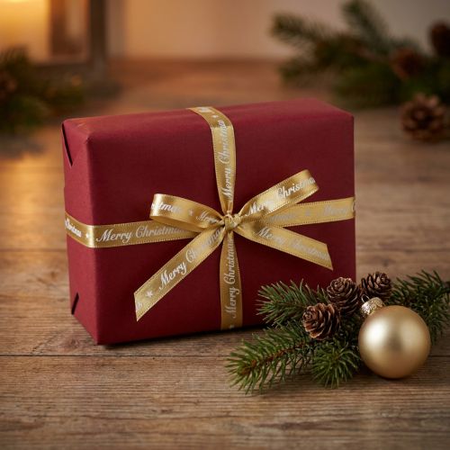 Artikel Julband Merry Christmas Band Vitguld 10mm 20m