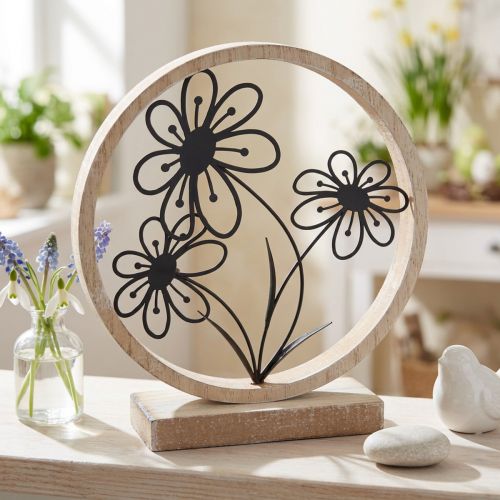 Metall blommor bordsdekoration trä metall vårdekoration H19cm | Floristik24.se