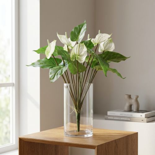 Artikel Konstgjorda blommor, flamingoblomma, konstgjord anthurium vit 36cm