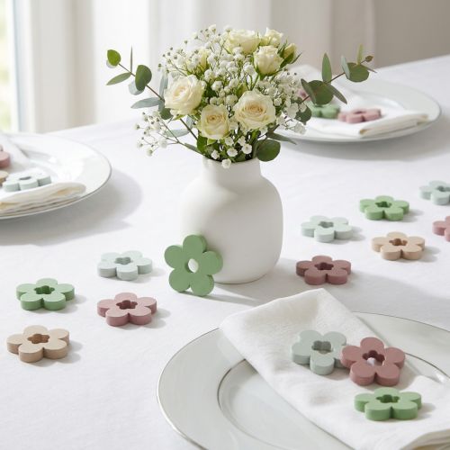 Spridningsdekoration träblommor bordsdekoration färgad 2 motiv Ø3cm 24 st | Floristik24.se