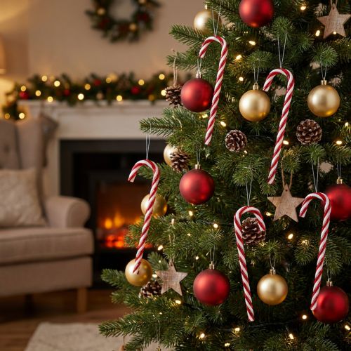 Julgransdekoration godisrör 18cm 12st | Floristik24.se