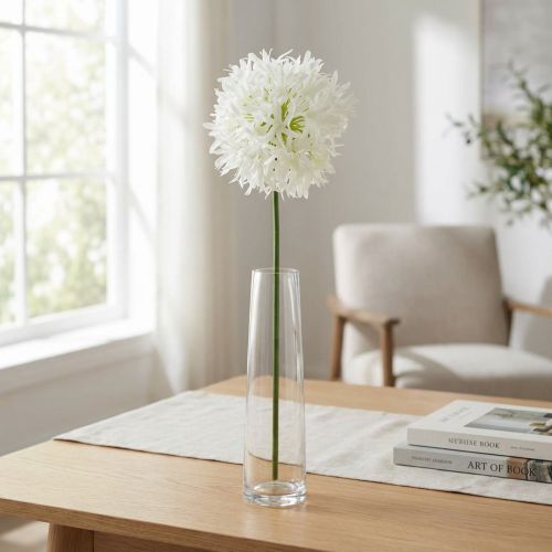 Prydnadsallium konstgjord vit Ø12cm H62cm | Floristik24.se