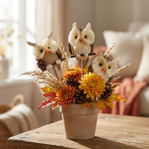 Artikel Uggla dekorativa blomproppar höstdekoration natur Ø4cm H8cm 4st
