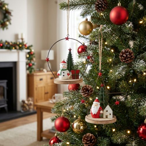 Dekorativ hängare Santa Claus Snowman Star H13cm 2st | Floristik24.se