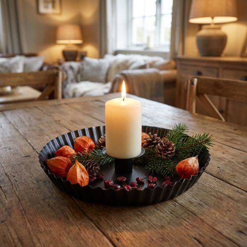 Metallljushållare i kakform, svart, Ø18 cm, 2 stycken | Floristik24.se