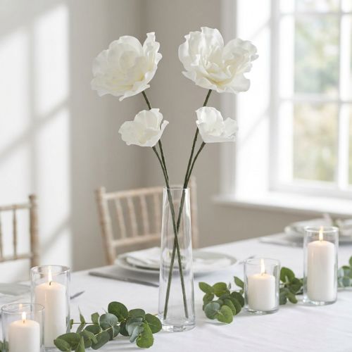 Artikel Stora Foam Blommor Foam Konstblommor Vita 85cm 2st