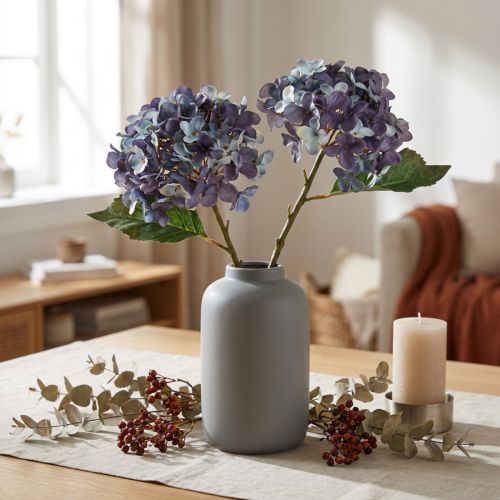 Konstgjord hortensia dekoration konstgjord blomma blå lila 34cm 2st | Floristik24.se