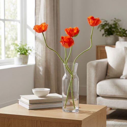 Vallmo konstgjorda konstgjorda blommor apelsin 58cm–74cm 3st | Floristik24.se