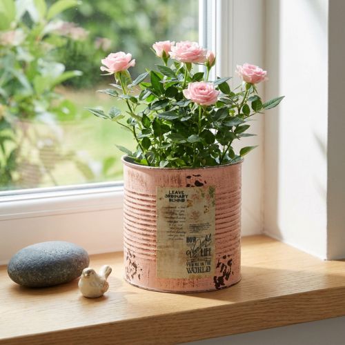 Artikel Blomkruka dekorativ burk laxfärgad metallplanter Ø15,5cm H15cm