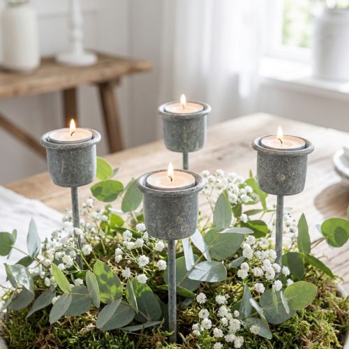 Plug-in ljushållare Shabby Chic grå Ø3cm H8,5cm 8 st | Floristik24.se